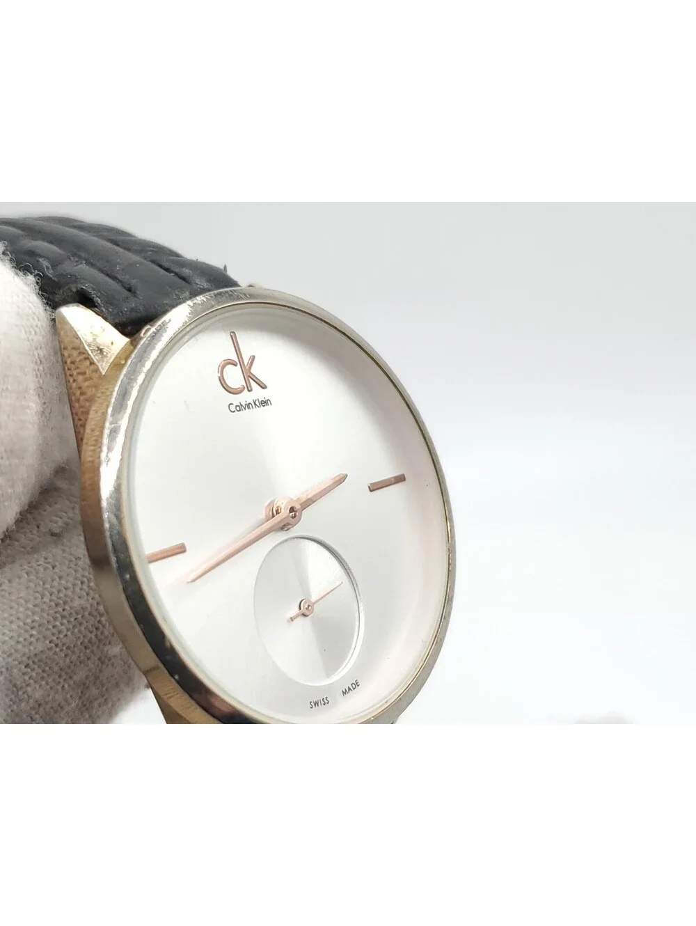 Calvin Klein 1090 Small Seconds Watch Women 32mm Silver Dial New Battery